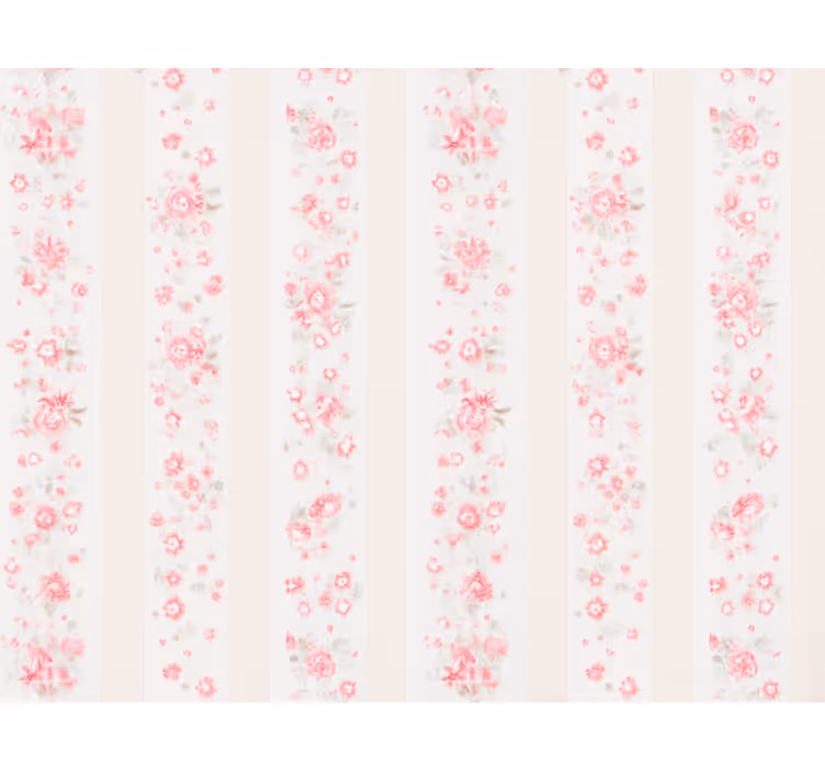 Papel mural infantil rayas florales retro rosas - TenVinilo