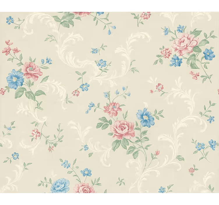 Papel mural dormitorio matrimonio diseño floral sencillo - TenVinilo