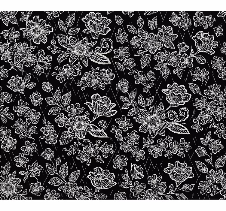 Papel mural dormitorio matrimonio diseño floral oscuro - TenVinilo