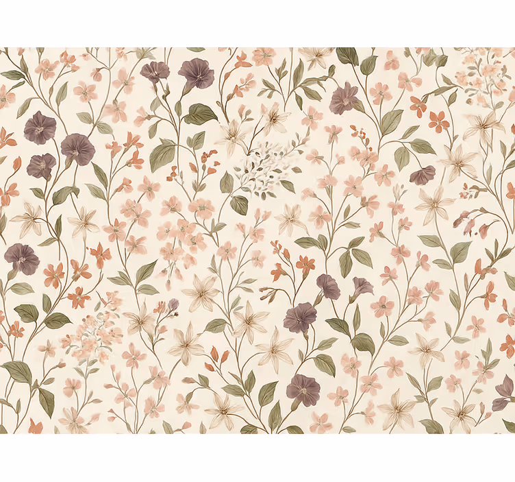 Papel mural dormitorio matrimonio diseño de flores rosas - TenVinilo
