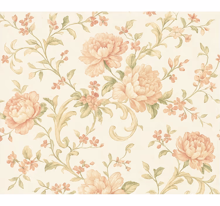 Papel mural dormitorio matrimonio floral vintage rosa claro - TenVinilo