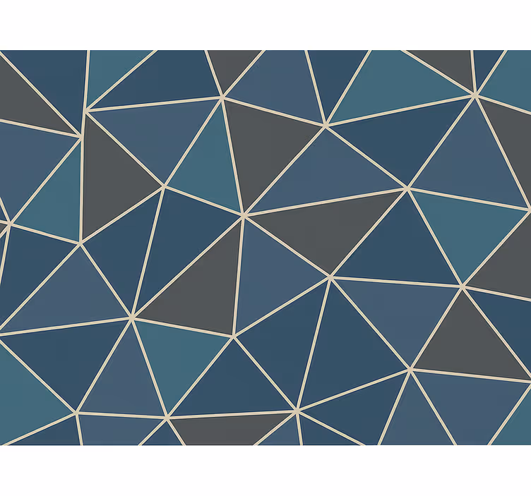 Papel mural living comedor patrón geométrico azul moderno - TenVinilo