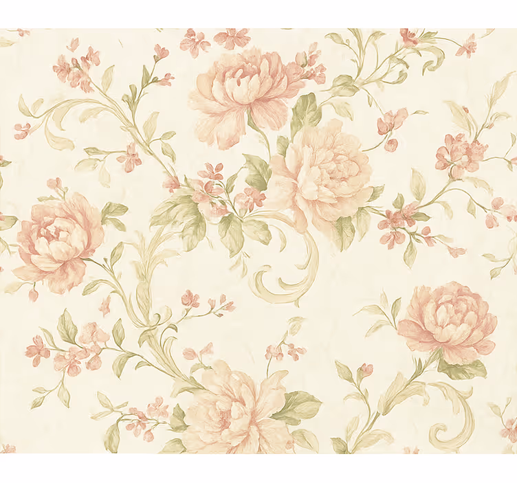 Papel mural dormitorio matrimonio flores vintage rosa claro - TenVinilo