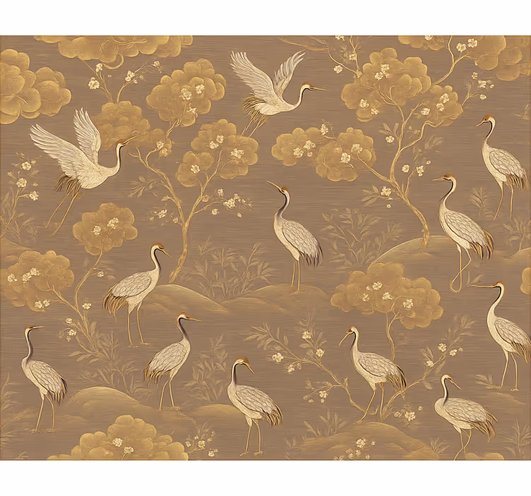 Papel mural dormitorio matrimonio paisaje asiático antiguo - TenVinilo