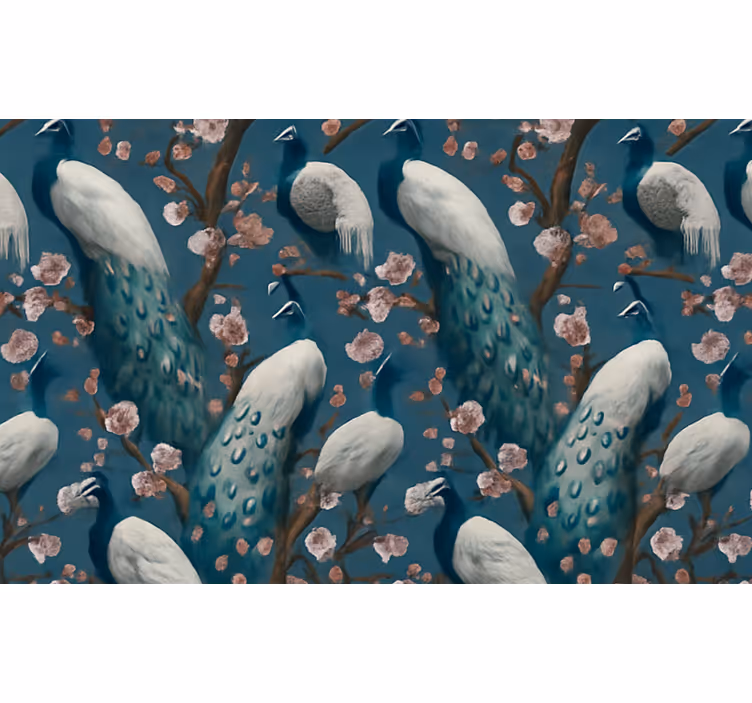 Papel mural dormitorio matrimonio pavos reales elegantes - TenVinilo