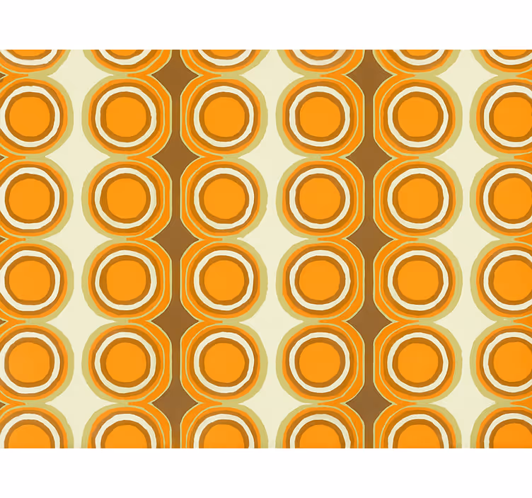 Papel mural living comedor diseño de círculos naranjas retro - TenVinilo