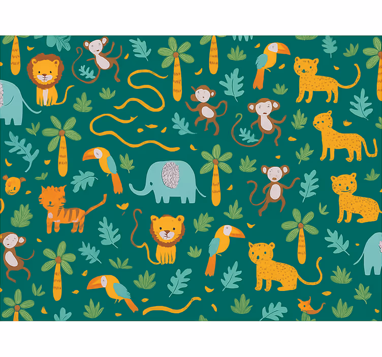 Papel mural infantil diseño de jungla simple y lindo - TenVinilo