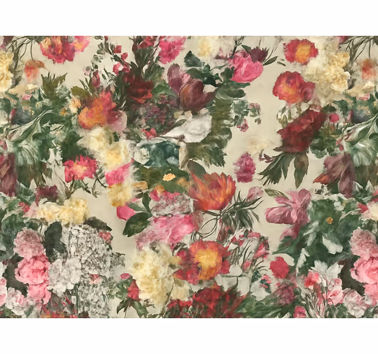 Papel mural dormitorio matrimonio diseño de flores vintage - TenVinilo
