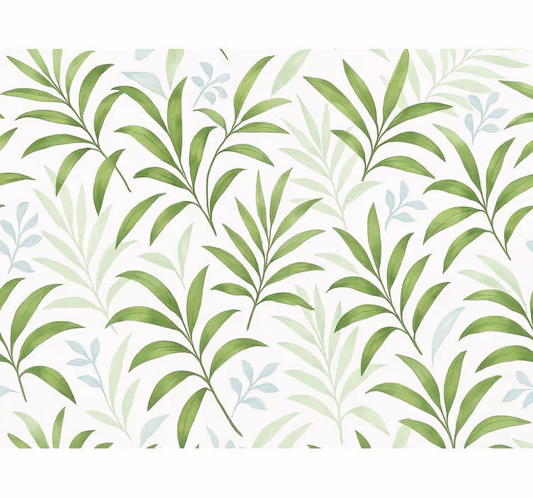 Papel mural living comedor diseño de hojas verdes grandes - TenVinilo