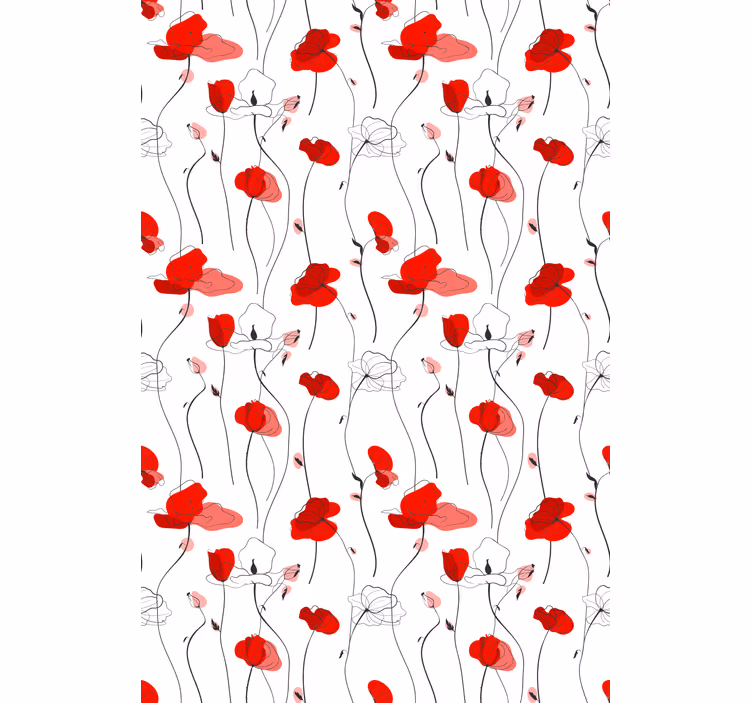 Papel pintado flores dibujo de amapolas - TenVinilo