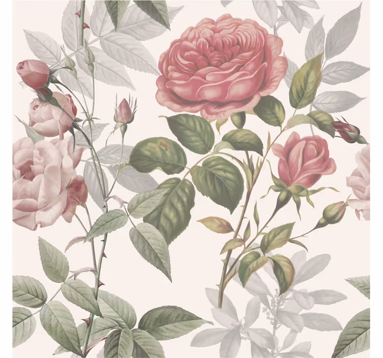 Papel pintado flores patrón de rosas - TenVinilo