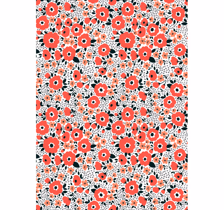 Papel pintado flores patrón abstracto de amapolas rojas - TenVinilo