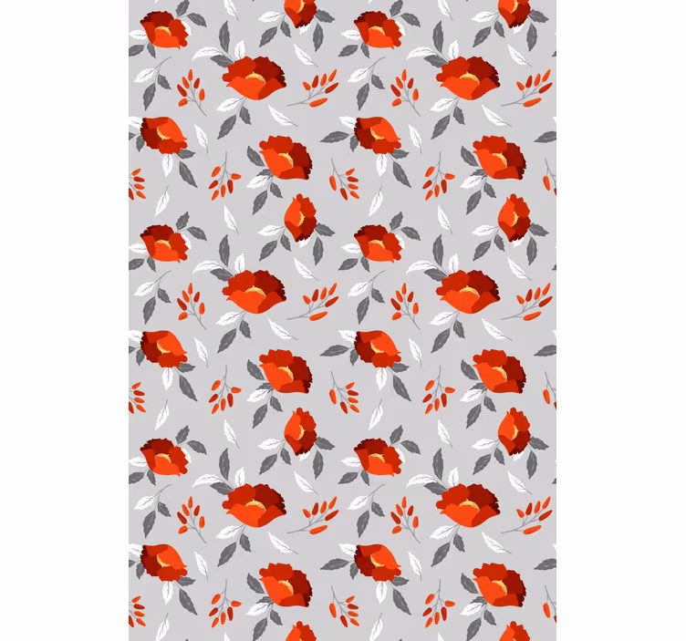 Papel pintado flores amapolas rojas flotantes - TenVinilo