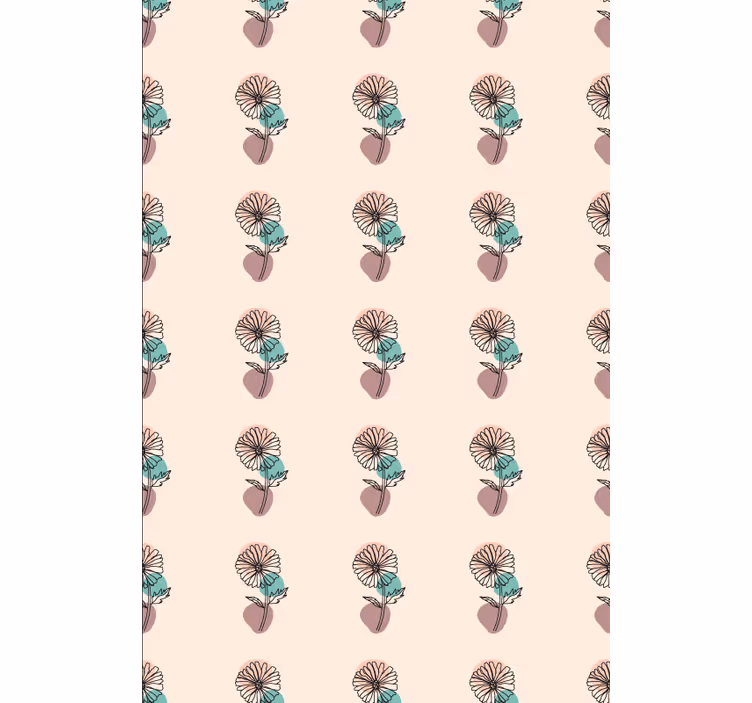 Papel pintado flores diseño artístico de margaritas - TenVinilo