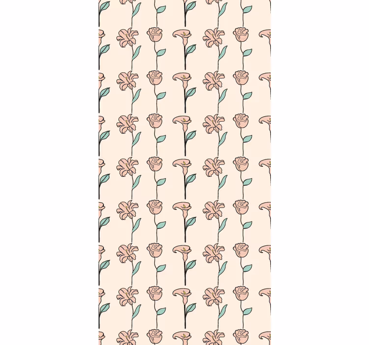 Papel mural floral diseño original flores minimalistas - TenVinilo