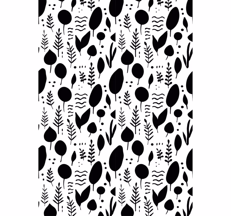 Papel mural floral imágenes de naturaleza en blanco y negro - TenVinilo