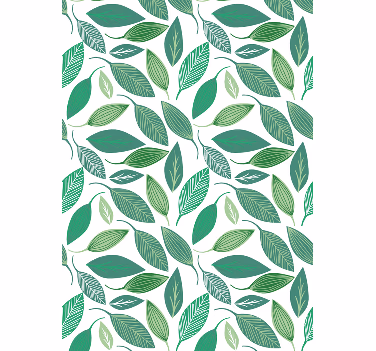 Papel mural floral con patrón de hojas verdes - TenVinilo