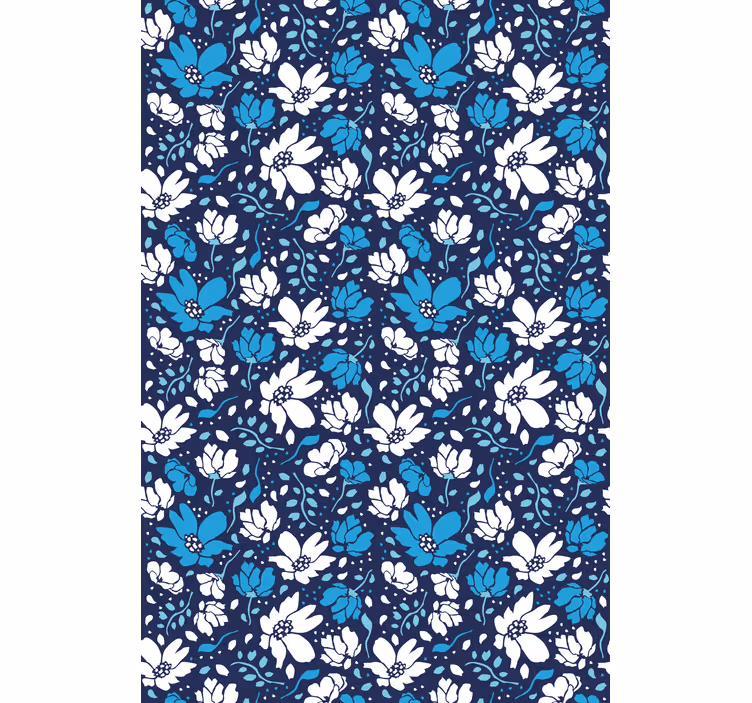 Papel mural floral margaritas blancas sobre fondo azul - TenVinilo