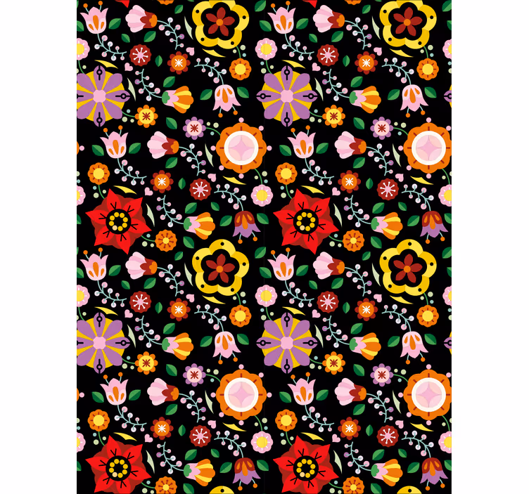 Papel mural floral patrones del folclore polaco - TenVinilo