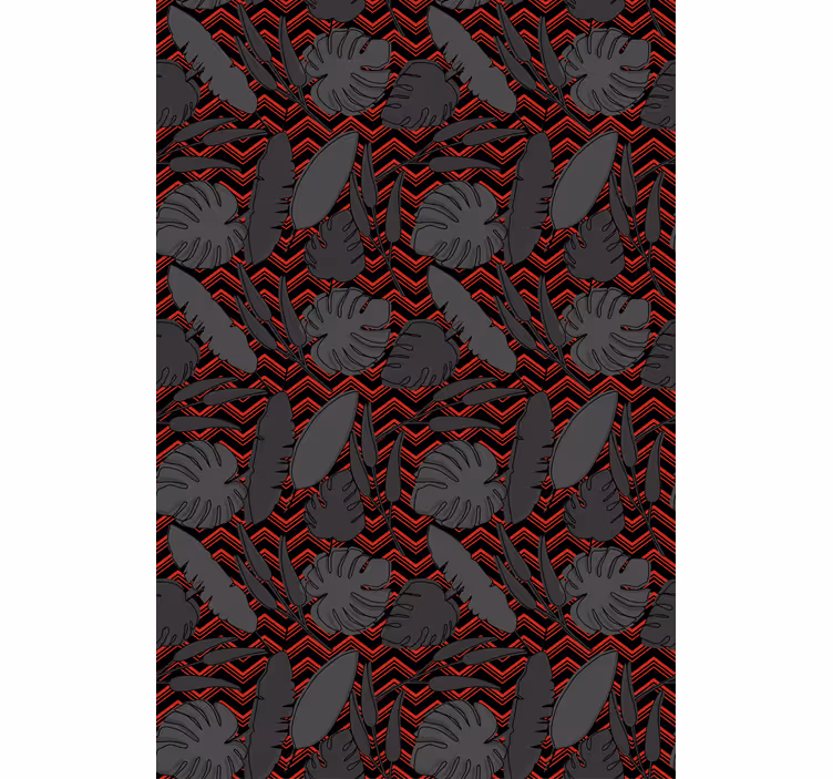 Papel mural dormitorio matrimonio patrón zig zag gris rojo - TenVinilo
