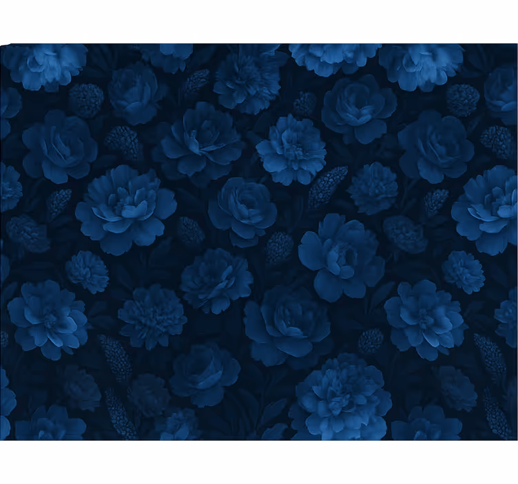 Papel mural dormitorio motivo floral azul oscuro - TenVinilo