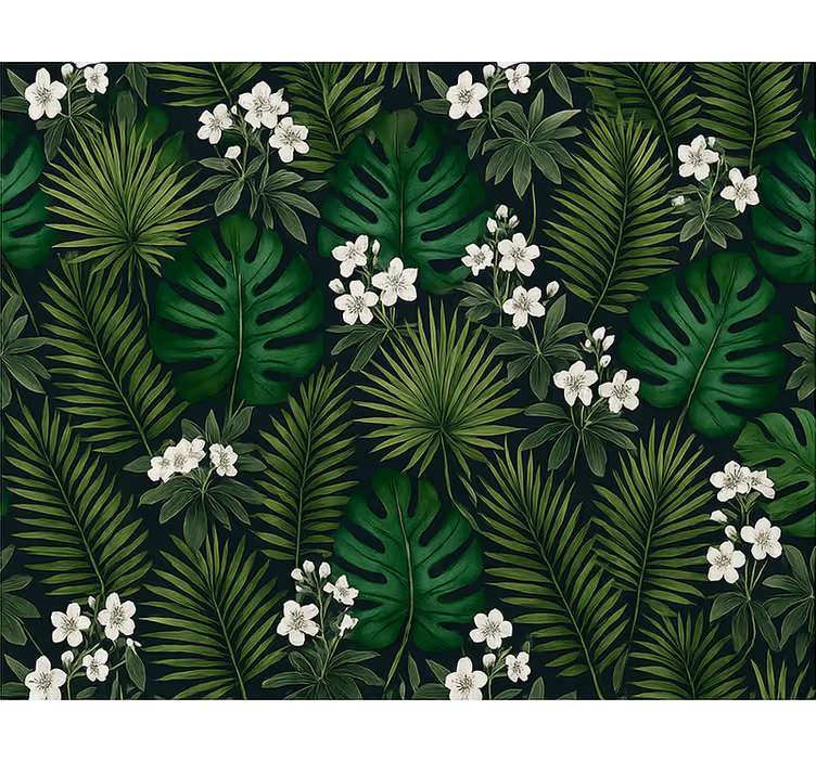 Papel mural dormitorio naturaleza exótica verde - TenVinilo