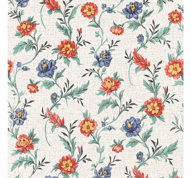 Papel mural dormitorio diseño de flores retro - TenVinilo