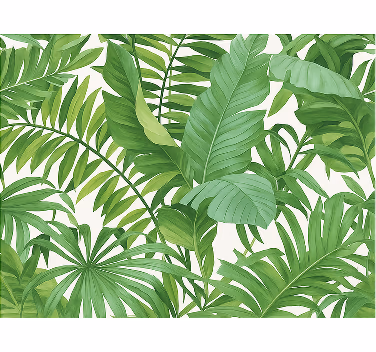 Papel mural dormitorio motivo hojas tropicales - TenVinilo