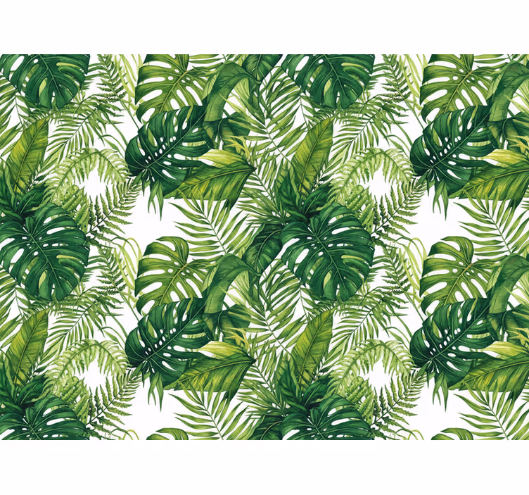 Papel mural cocina hojas verdes de selva - TenVinilo