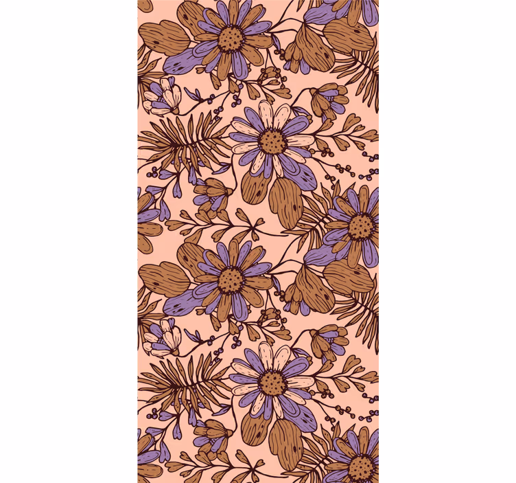 Papel mural dormitorio diseño floral marrón africano - TenVinilo