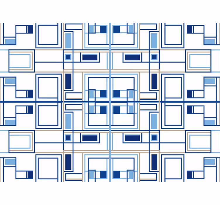 Papel mural cuadros formas geométricas azules - TenVinilo