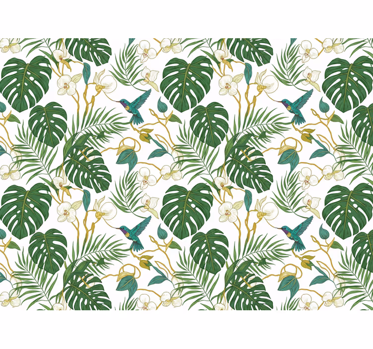 Papel mural hojas jardín botánico esmeralda - TenVinilo