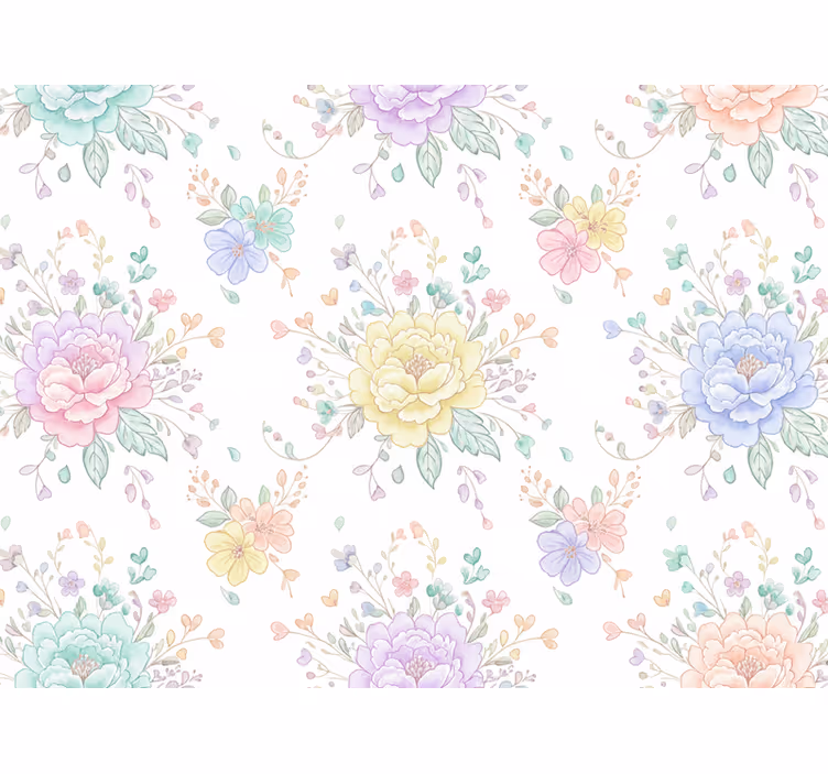 Papel mural lila pastel floral para nursery - TenVinilo