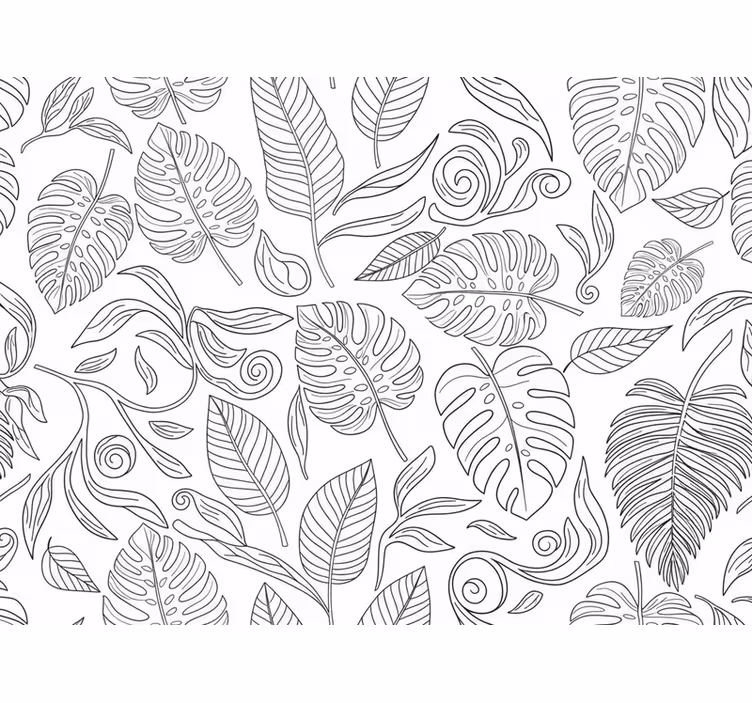 Papel mural moderno botánico en blanco y negro - TenVinilo