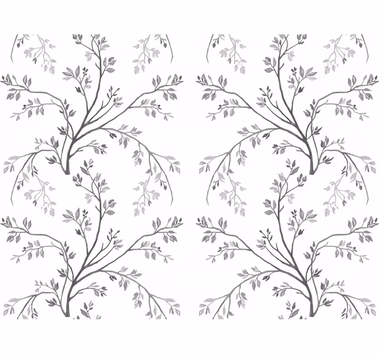 Papel pintado flores ramas suaves grises - TenVinilo