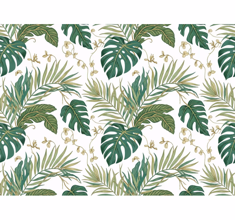 Papel mural hojas selva de lujo - TenVinilo