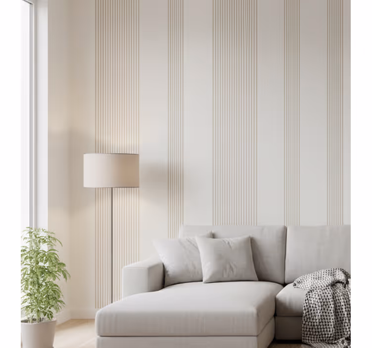 Papel mural rayas verticales envoltura crema minimalista - TenVinilo