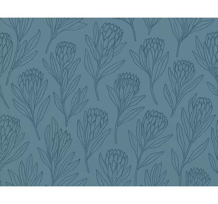 Papel pintado flores en tonos verde azulado - TenVinilo