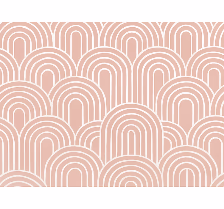 Papel mural geométrico arcos retro rosa apagado - TenVinilo