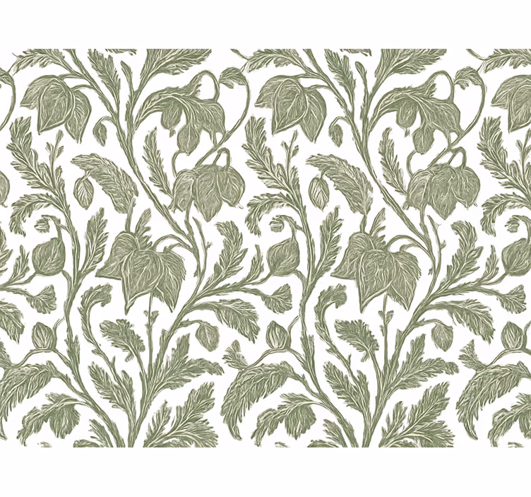 Papel pintado flores palmas exóticas verde barroso - TenVinilo