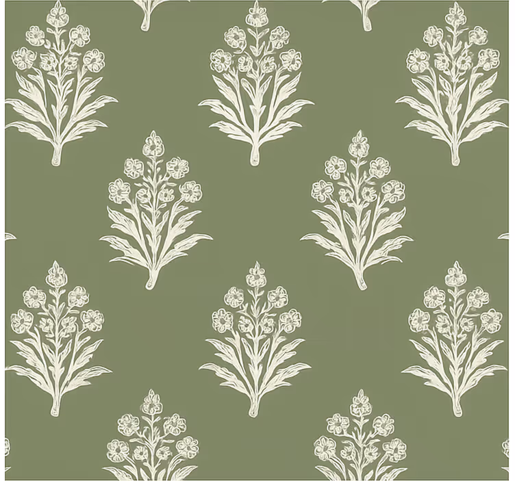 Papel pintado flores verde barro con estampado floral - TenVinilo