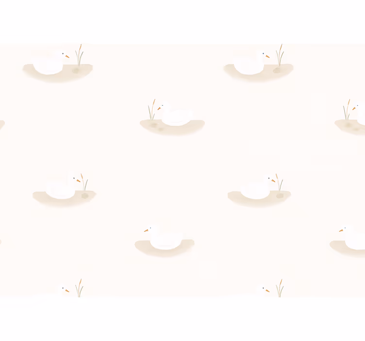 Papel mural pájaros estanque de cisnes blanco cálido - TenVinilo