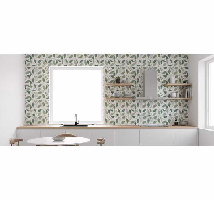Papel mural hojas patrón de hojas simples - TenVinilo