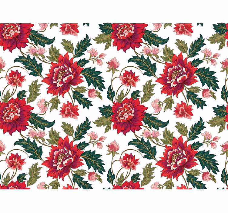 Papel mural hojas sinfonía floral roja - TenVinilo