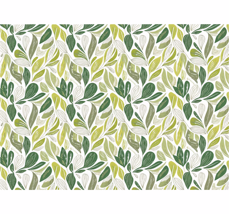 Papel mural hojas motivo de hojas en verde y beige - TenVinilo