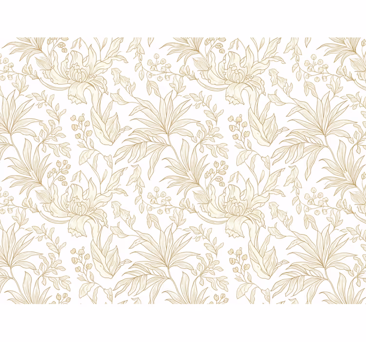Papel mural hojas floral beige selva óptica - TenVinilo