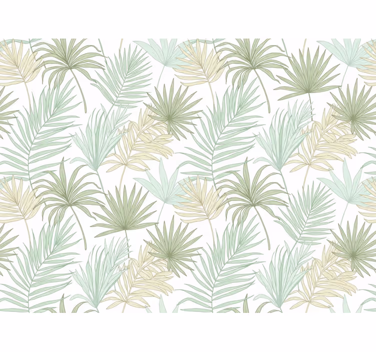 Papel mural hojas palmeras tropicales claras - TenVinilo