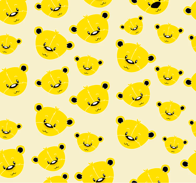 Papel mural amarillo patrón de osos - TenVinilo