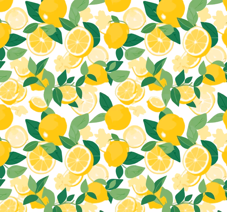 Papel mural amarillo patrón de rodajas de limón - TenVinilo