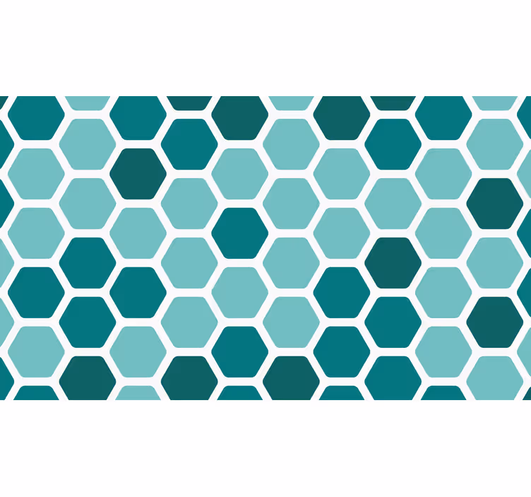 Papel mural azul patrón de hexágonos turquesa - TenVinilo